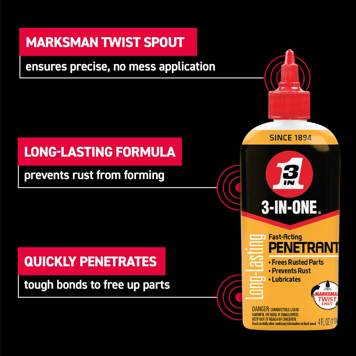 3-IN-ONE Fast-Acting Penetrant Drip Oil, 4 OZ