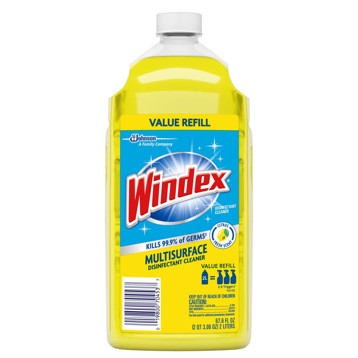 Windex Disinfectant Cleaner Multi-Surface Refill 67.6floz (2 Pack)