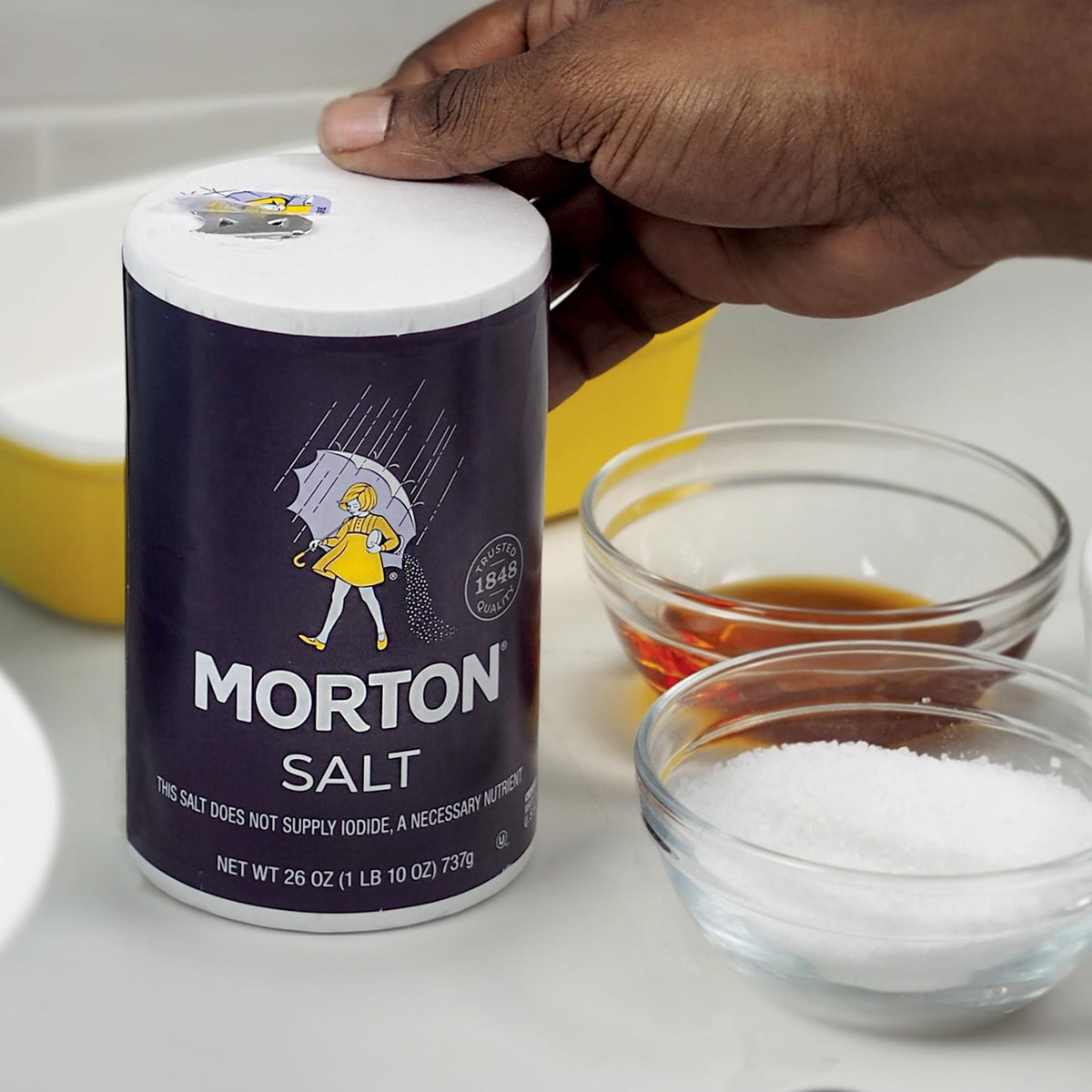 Morton Plain Salt, (26 oz), 2-Pack - All-Purpose, Non-Iodized Salt, Perfect for Cooking & Table Use