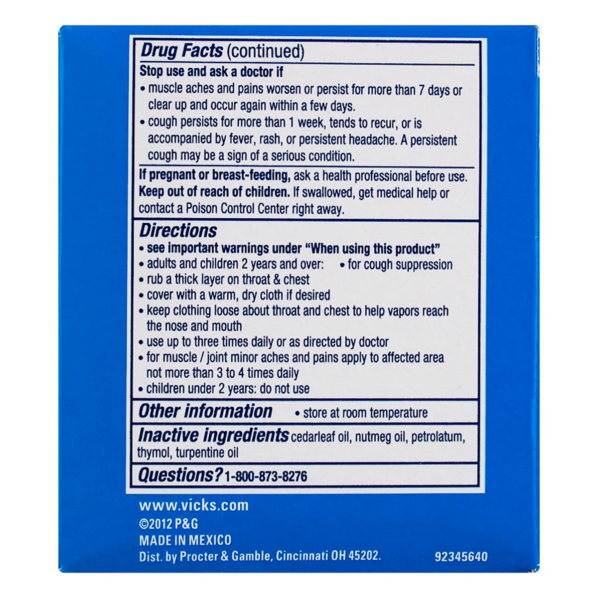 Vicks VapoRub Ointment 6 oz (Pack of 6)
