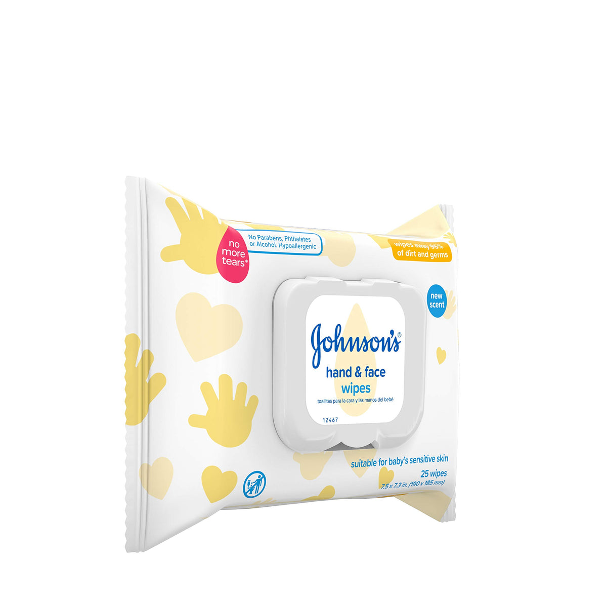 JOHNSON'S Hand & Face Wipes 25 Each (Pack of 7)