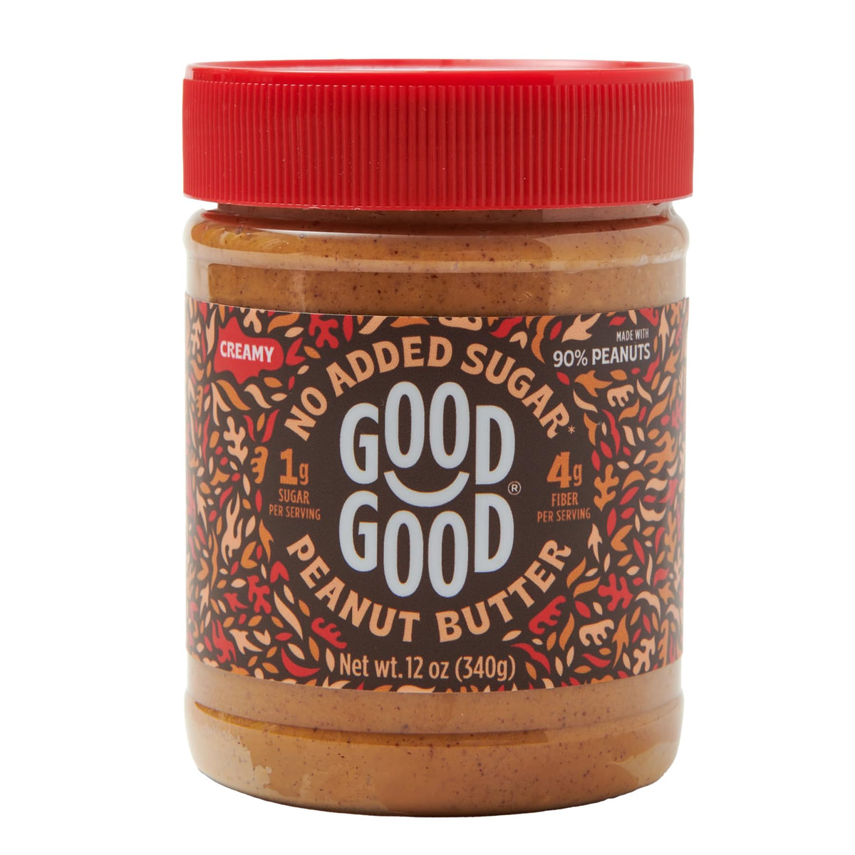 GOOD GOOD Creamy Peanut Butter Keto Friendly - Low Carb & No Added Sugars - Vegan - No Preservatives - Non-GMO - 12 oz / 340g (Pack of 1)