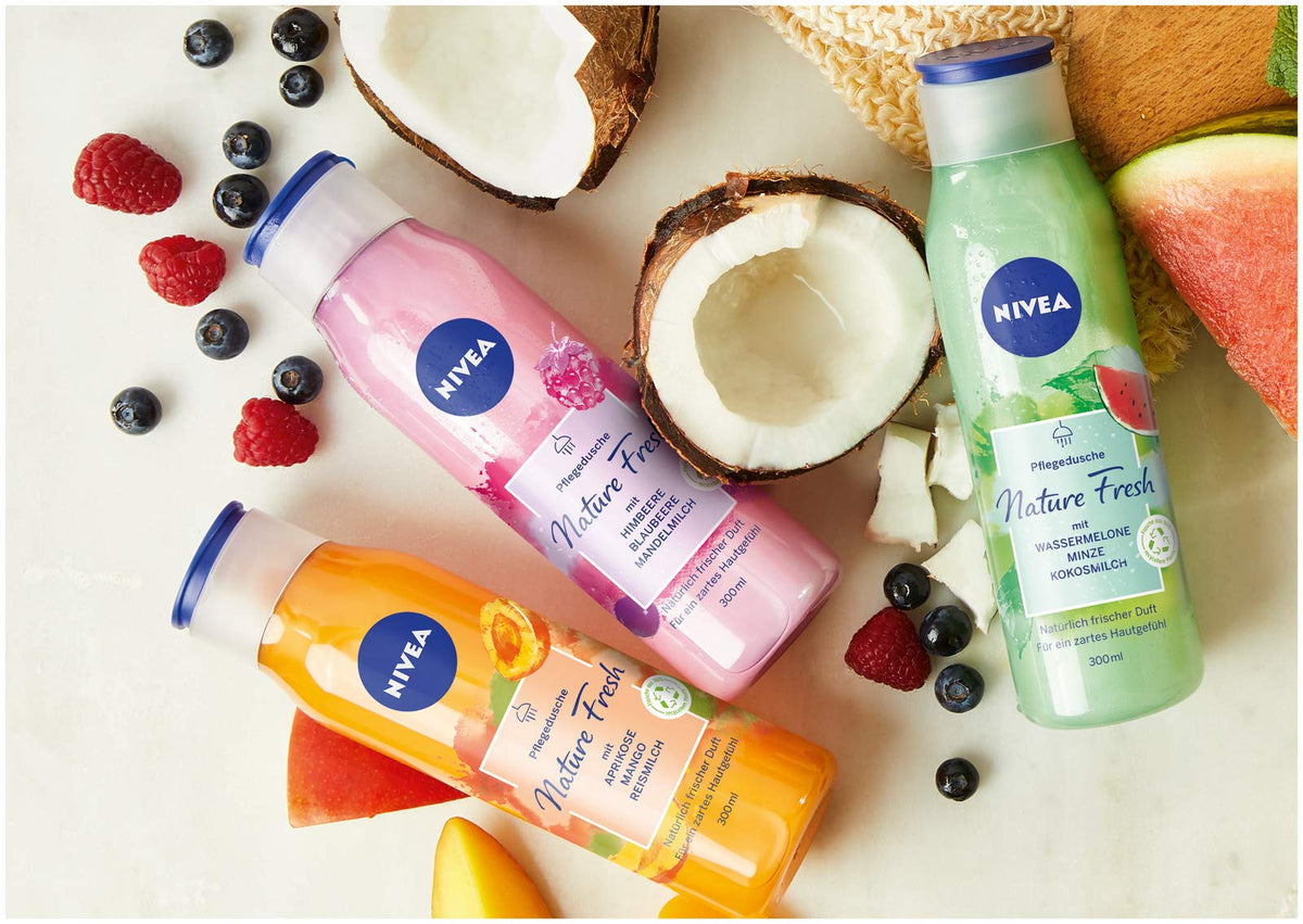 NIVEA Fresh Blends Watermelon Shower Gel (300ml), Watermelon-Scented Women's Shower Gel, Vegan Shower Gel Made with Natural Watermelon Juice, Mint, and Coconut Milk