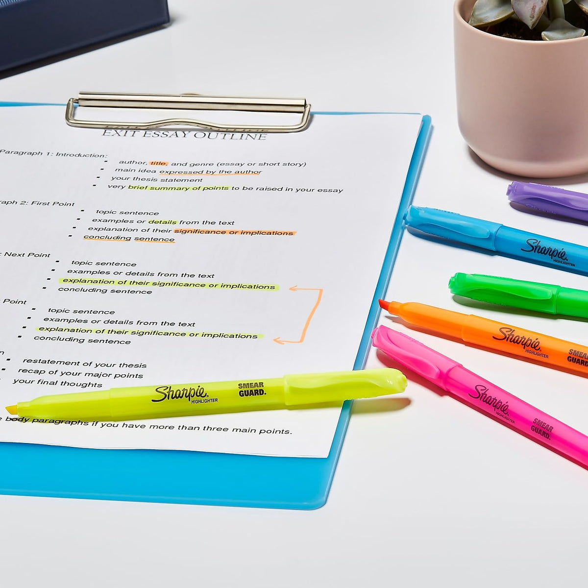 SHARPIE Fluorescent Yellow Highlighter Narrow Chisel 5 Pack