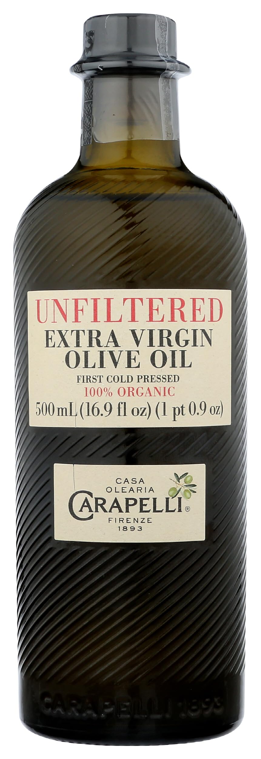 Carapelli Organic Unfiltered Extra Virgin Olive Oil, Cold Pressed, 500 ML (Pack Of 6)