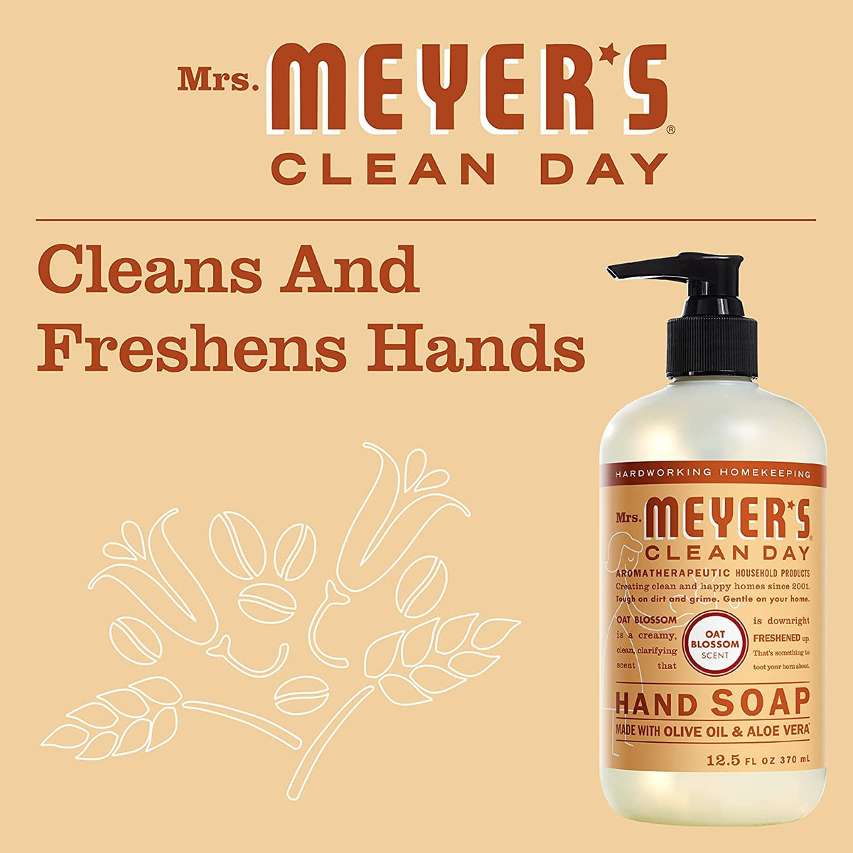 Mrs. MEYER'S Liquid Hand Soap Refill, Oat Blossom, 33 OZ