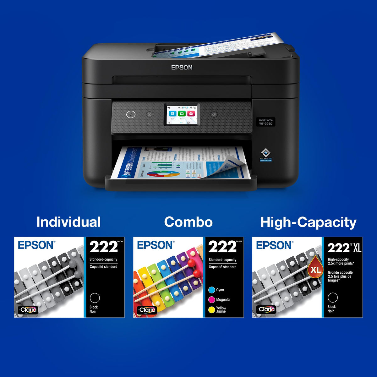 Epson 222 Claria Ink Standard Capacity Cyan Cartridge (T222220-S) Works with Workforce WF-2960, Expression XP-5200