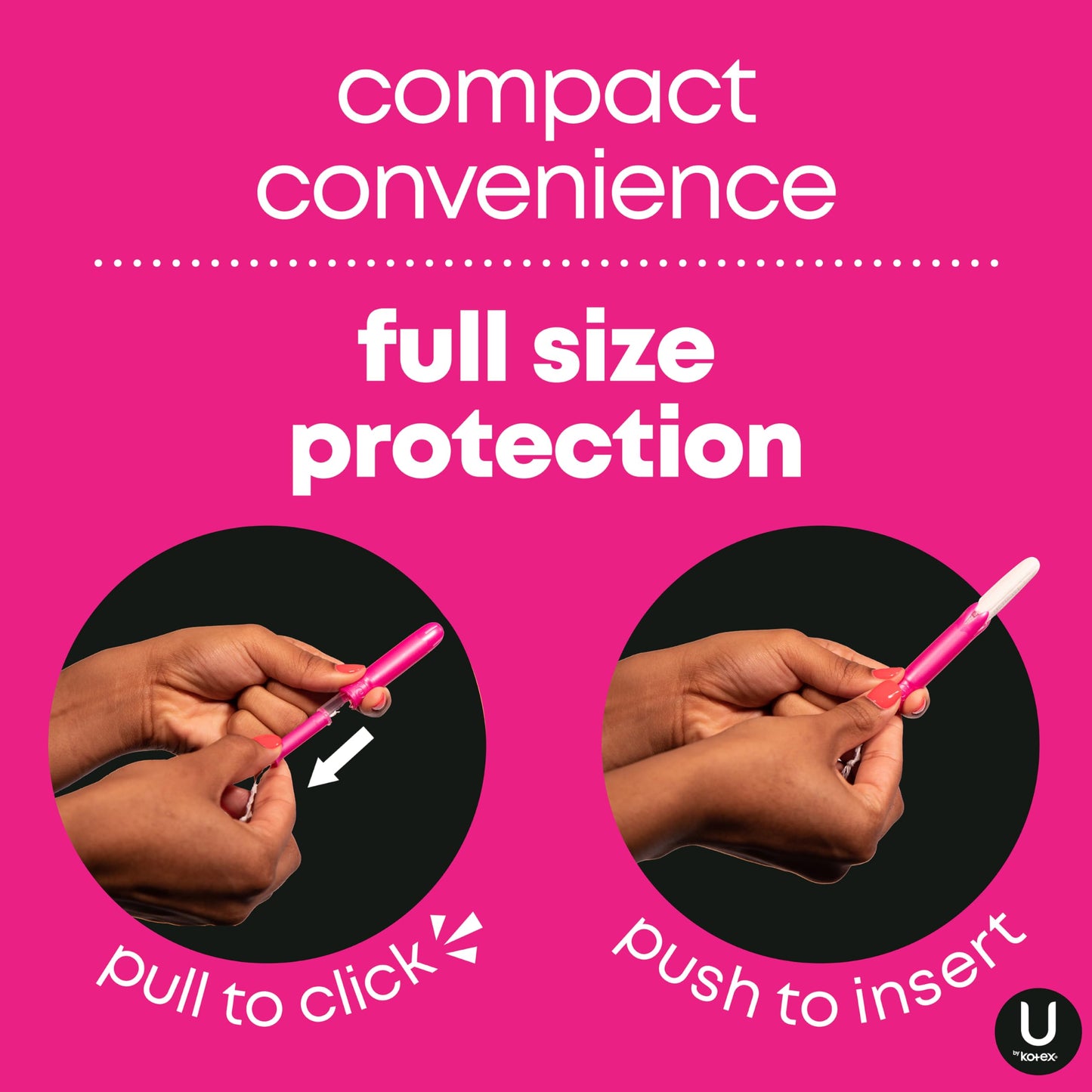 U by Kotex Click Compact Tampons, Regular Absorbency, Unscented, 192 Count (6 Packs of 32) (Packaging May Vary)