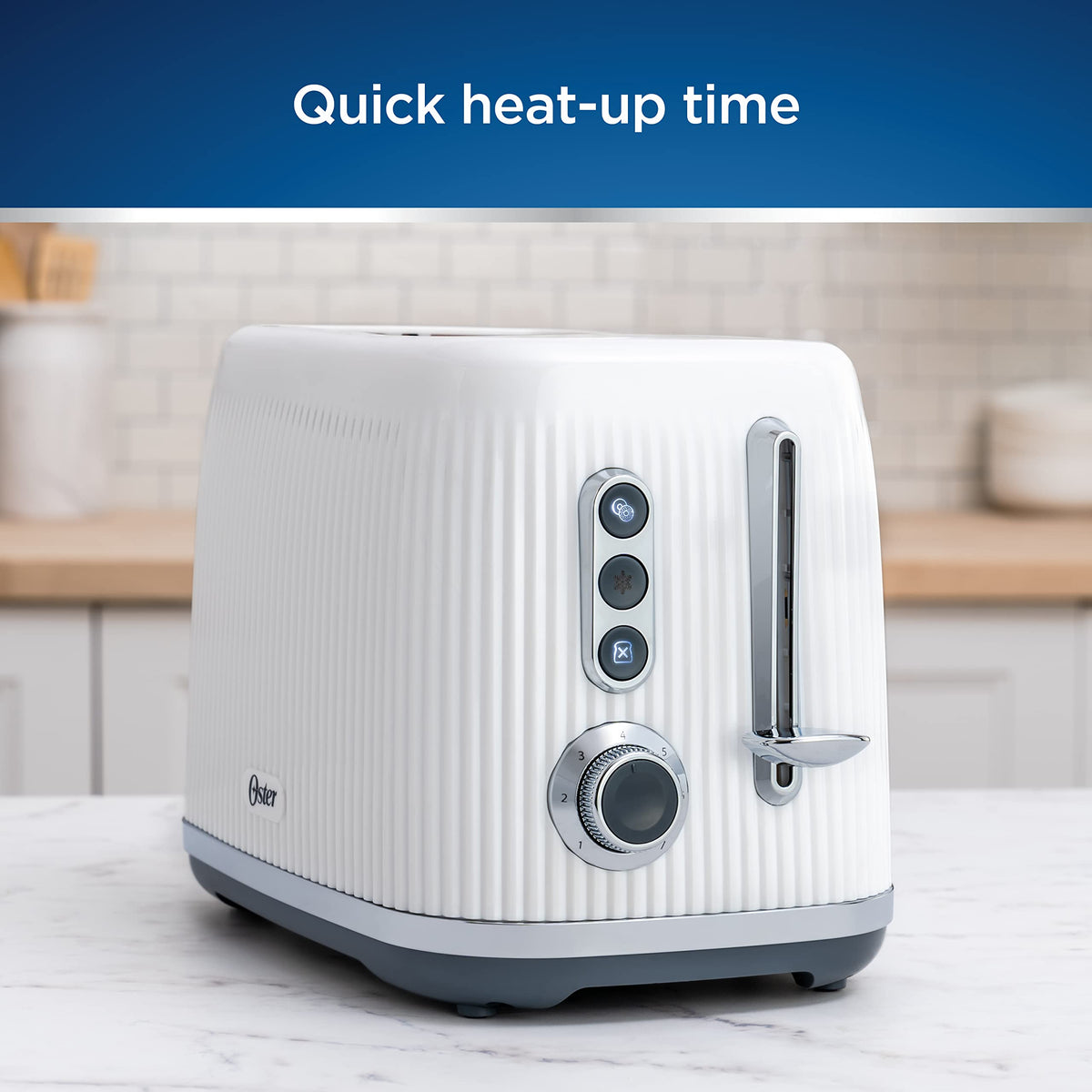 OsterÂ® Retro 2-Slice Toaster with Quick-Check Lever, Extra-Wide Slots, Impressions Collection, White