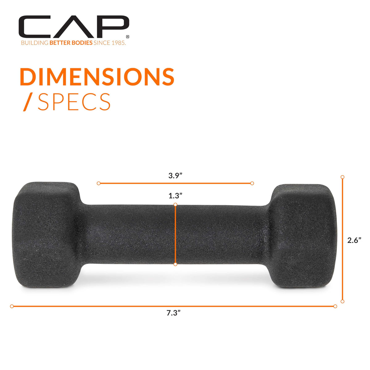CAP Barbell Neoprene Dumbbell Weights, 5 lb Pair, Black