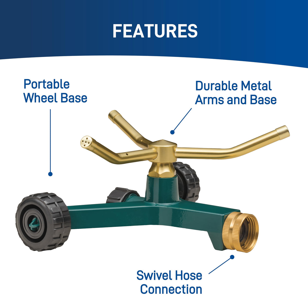 3-Arm Metal Sprinkler with Wheel Base