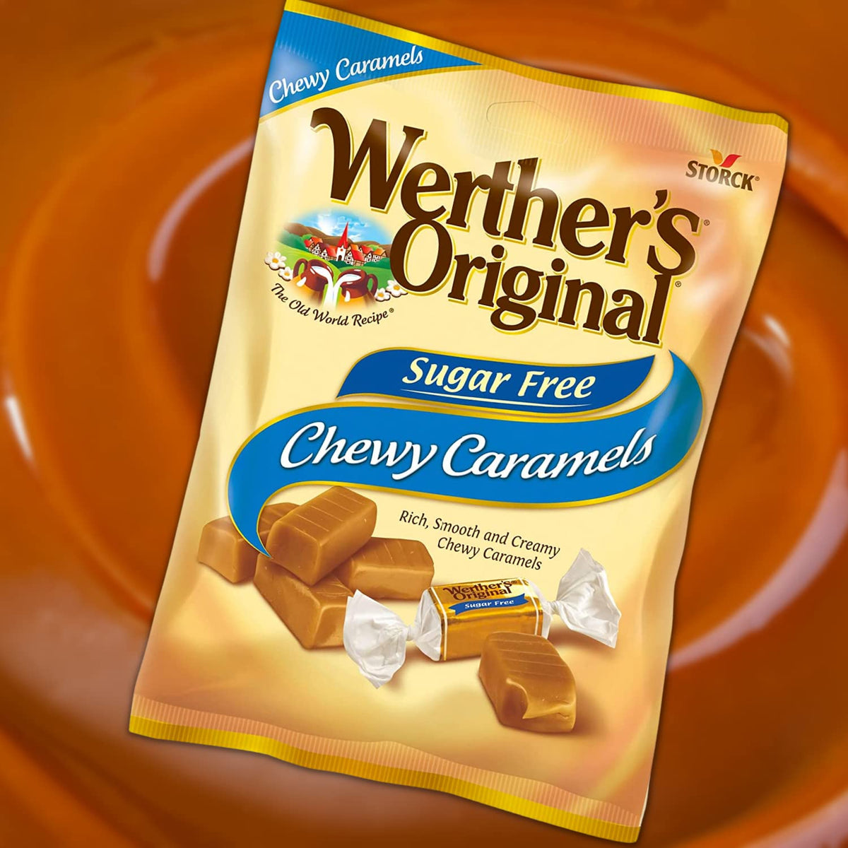Needzo - Werther's Original Sugar Free Chewy Caramels, Individually Wrapped Candies for Adults, Pack of 2, 2.75 Ounce