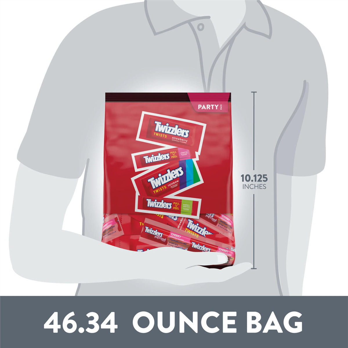 TWIZZLERS Assorted Flavored Licorice Style, Candy Bulk Party Pack, Halloween Candy, 46.34 oz
