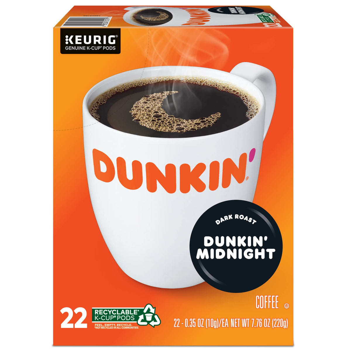 Dunkin Donuts K-Cup Pods, Original Dark Roast, 22/box