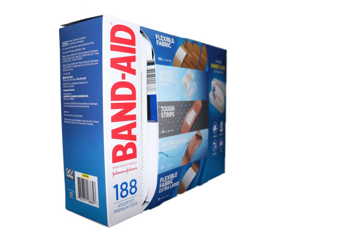 Band-Aid Adhesive Bandages 188Count of Tough Strips Includes Handy Case for Travel Use,, 188Count ()