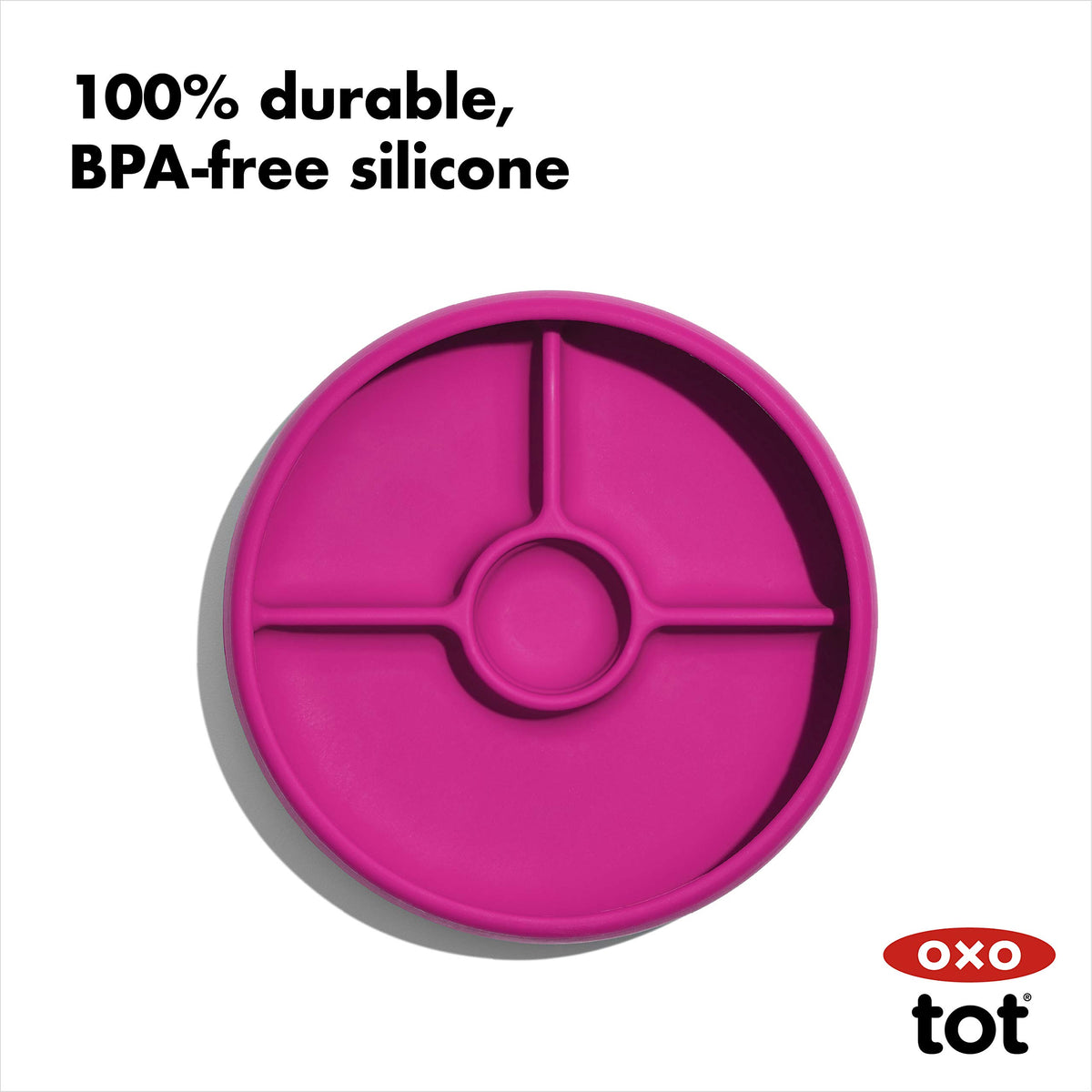 OXO Tot Silicone Divided Plate Pink