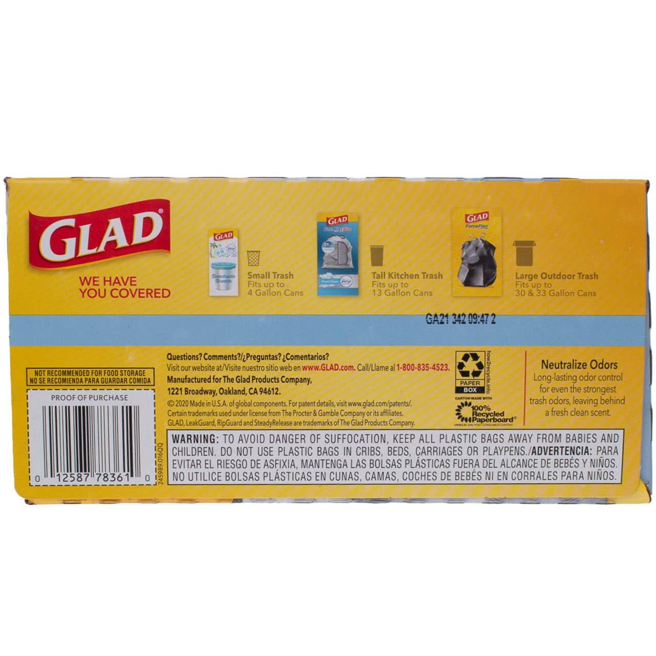 CLOROX Glad Tall Kitchen Bags 13 Gal. 0.90mil White 40 Bags/Box
