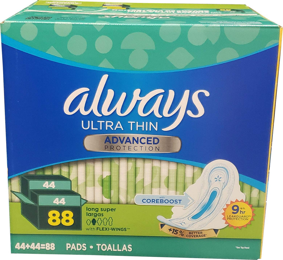 Always Ultra Thin Advanced Long Pads (Net Wt 88Count),, ()