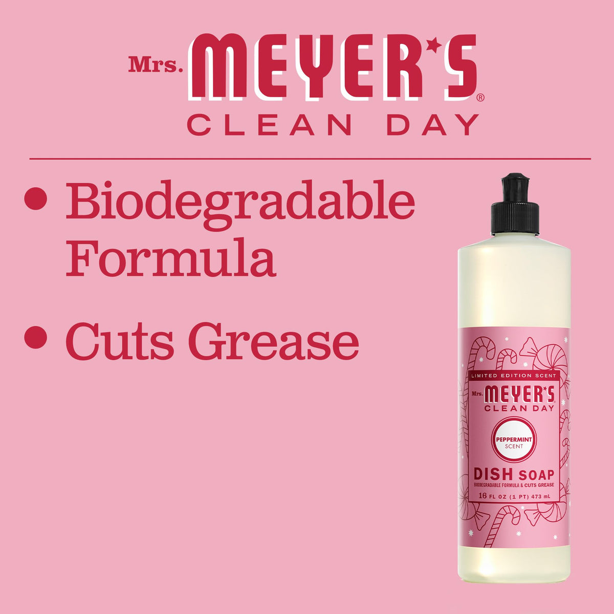 Mrs. MEYER'S CLEAN DAY Variety, 1 Liquid Hand Soap, 12.5 OZ, 1 Liquid Dish Soap, 16 OZ, 1 CT (Peppermint)