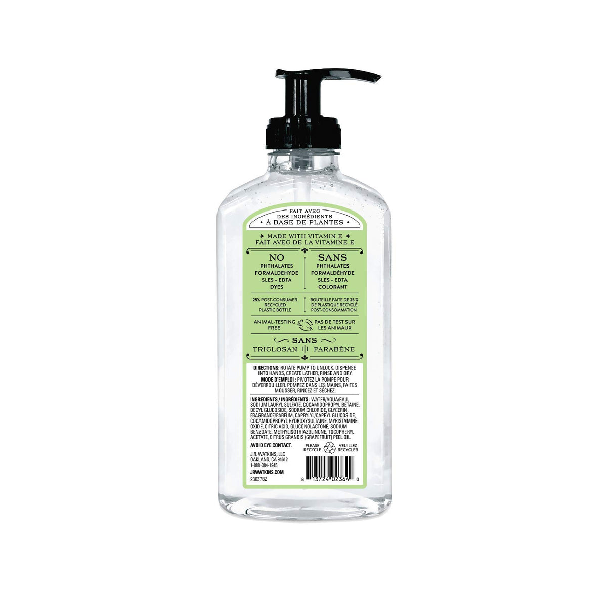 J.R. Watkins Gel Hand Soap, Scented Liquid Hand Wash for Bathroom or Kitchen, USA Made and Cruelty Free, 11 fl oz, Neroli & Thyme, 6 Pack