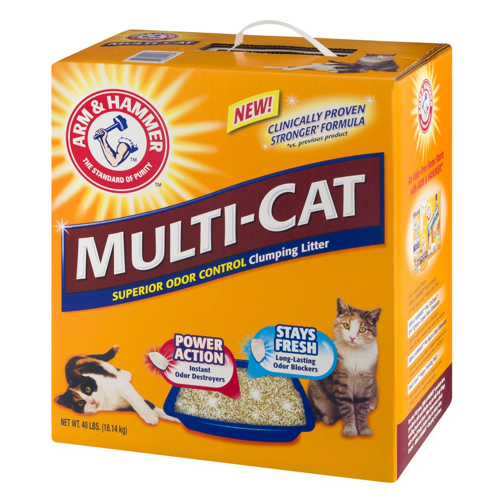 Arm and Hammer Clumping Cat Litter, Multi-Cat Strength, 40 Pound Box