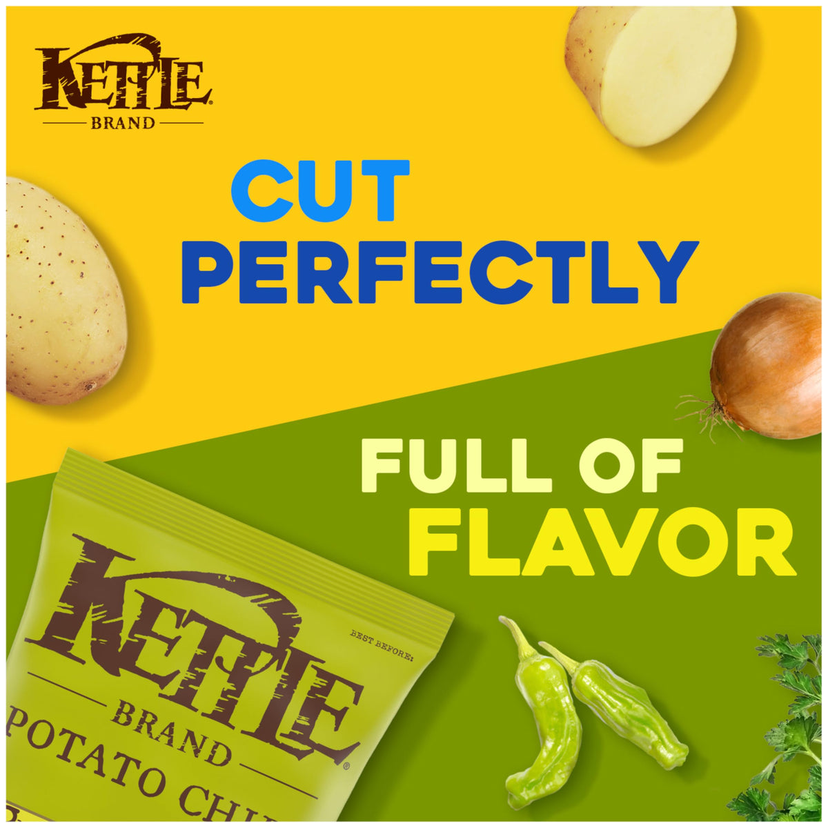 Kettle Brand Potato Chips, Pepperoncini Kettle Chips, 7.5 Oz (Pack of 12)