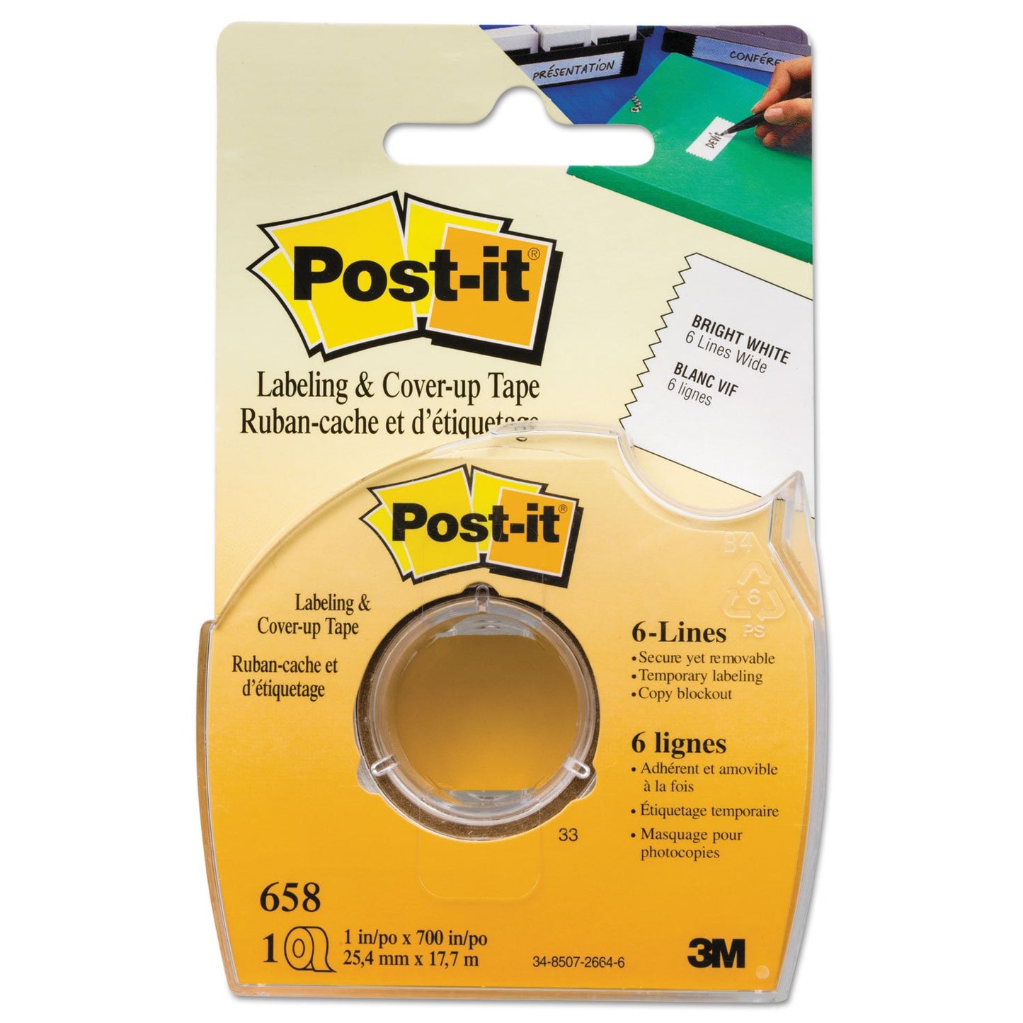 Post-it Labeling & Cover-Up Tape, 1 Roll, 1 in x 700 in (658)