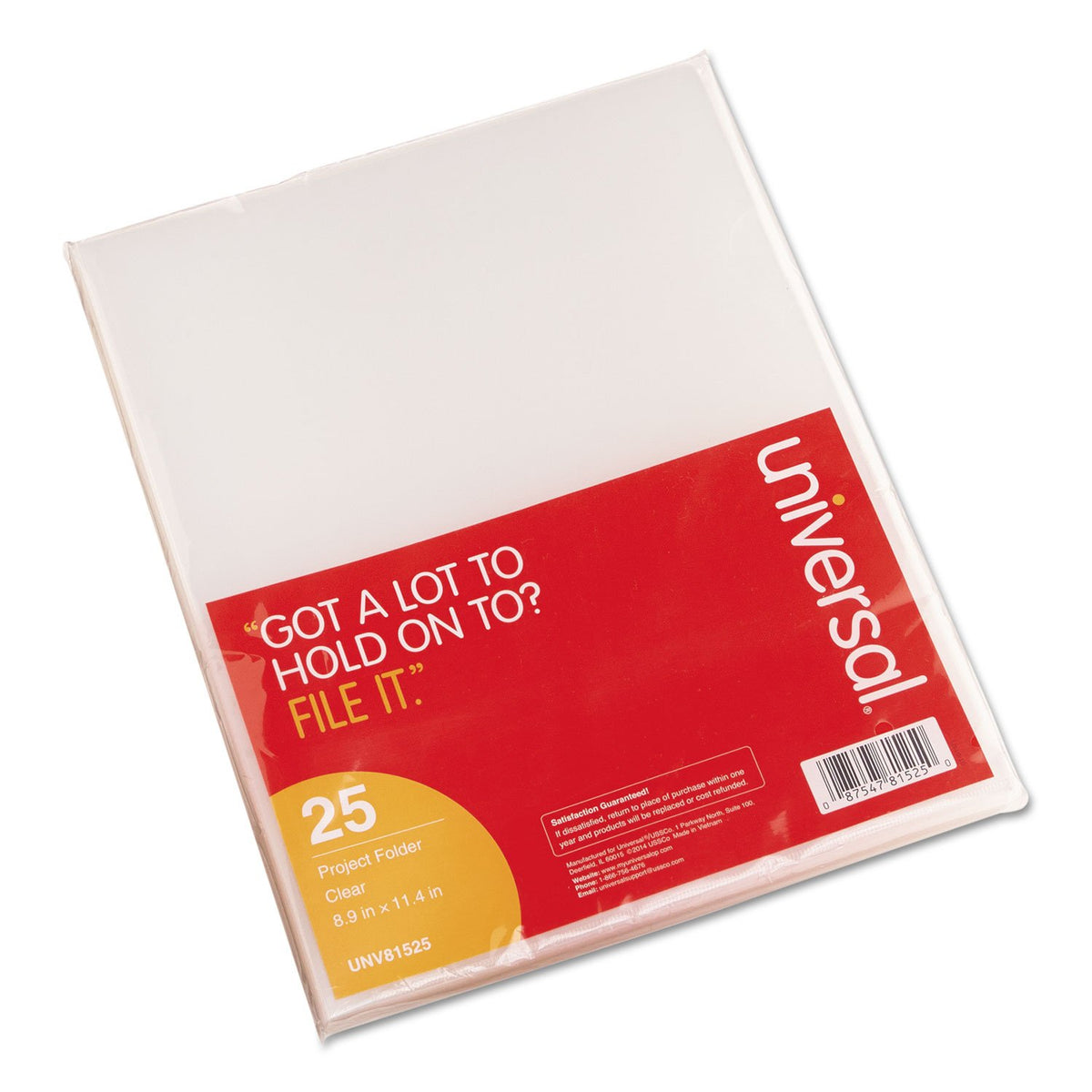 Universal 81525 Project Folders, Jacket, Poly, Letter, Clear (Pack of 25)