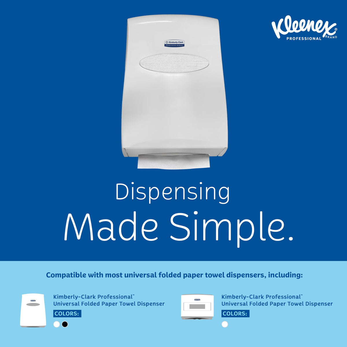 Kleenex® Professional Universal Multifold Paper Towels, Bulk (02046), Absorbency Pockets, 9.2" x 9.4" Towel, White (150 Sheets/Pack, 8 Packs/Case, 1,200 Sheet Total)