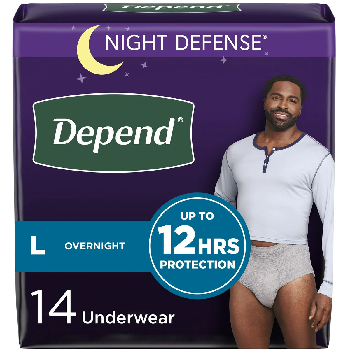 Depends Mens Overnight Underwear,1 pack, Large