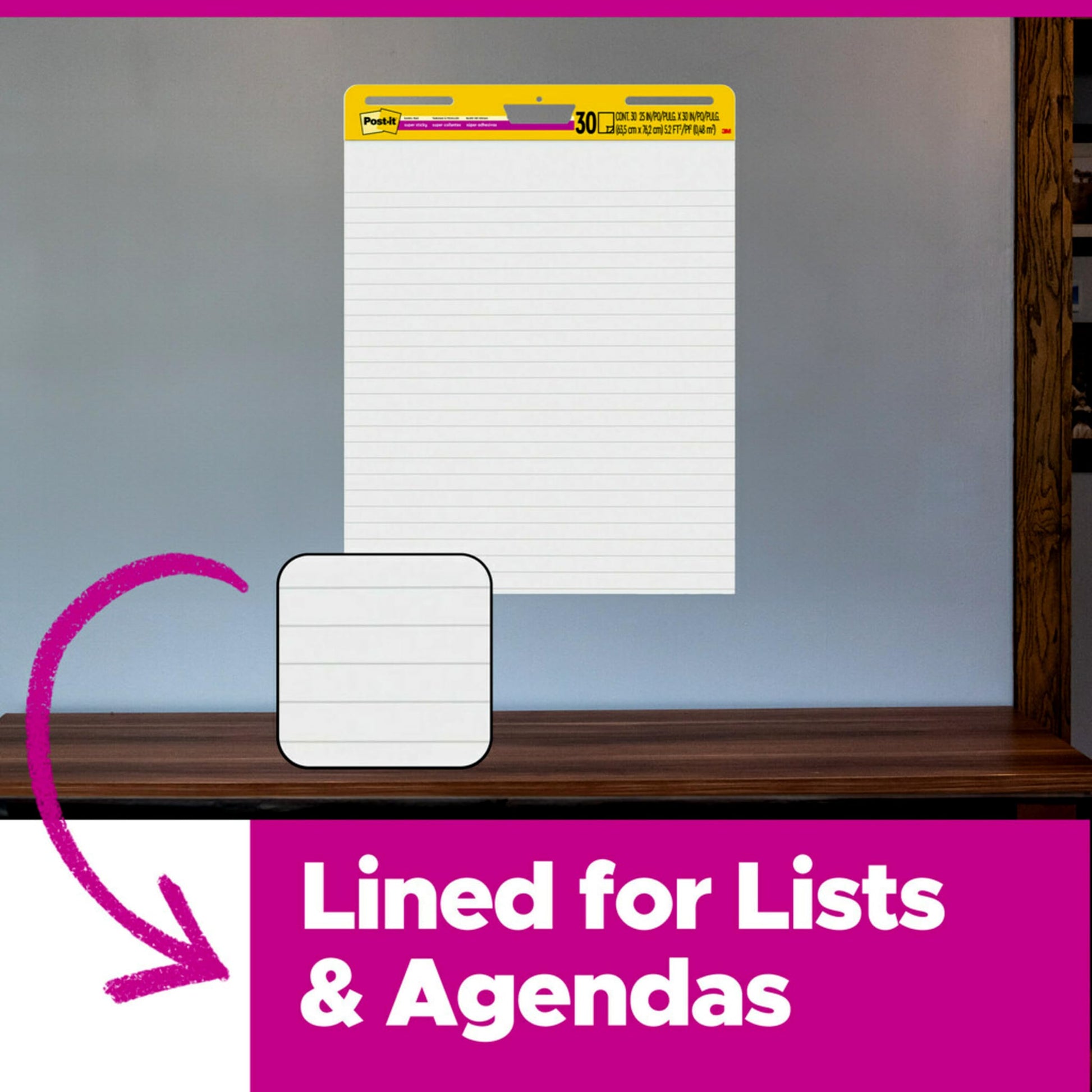Post-it Super Sticky Easel Pad, 25-inch x 30-inch, White, Lined, 2 Pads/Pack, 30 Sheets/Pad (561WL VAD 2PK) (561WL-VAD-2PK)