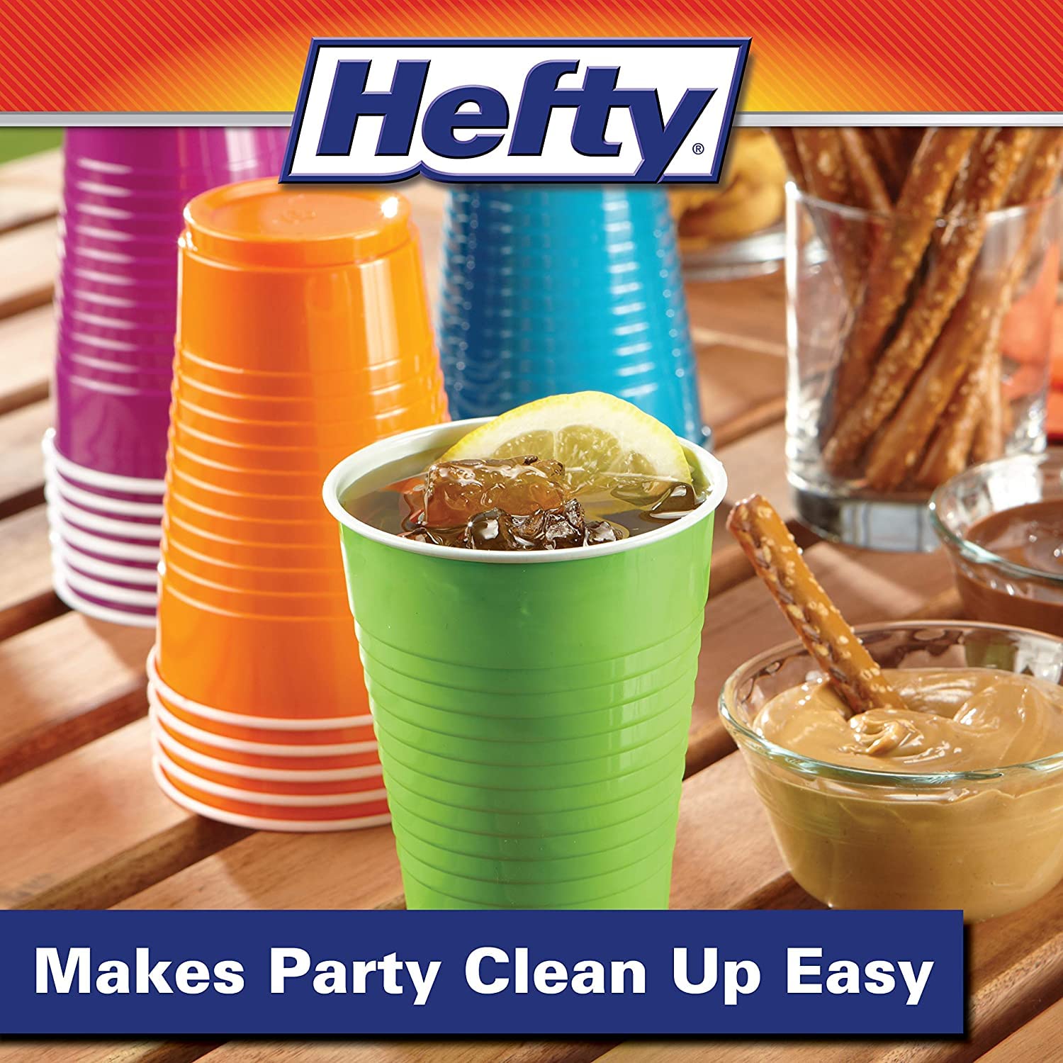 Hefty Party Cup Variety Pack, Disposable Plastic Party Cups, Easy Grip & Durable, Assorted Color Cup Variety Pack, 16-Ounce Cups, 100 CT Per Pack (Pack of 2)