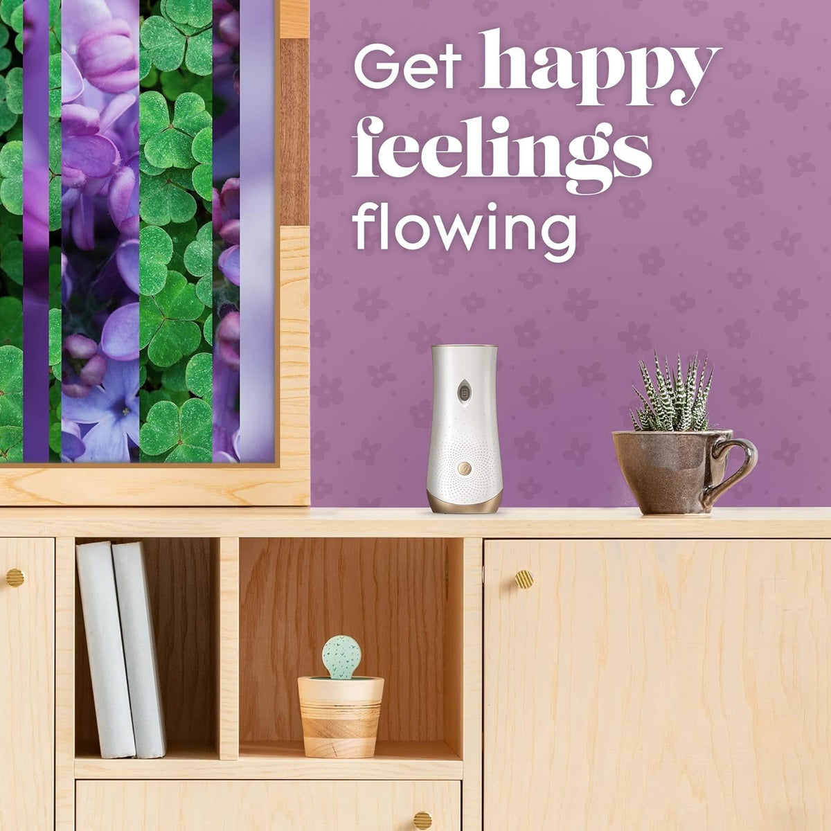 Glade Automatic Spray Refill, Air Freshener for Home and Bathroom, Happy-Go-Lilac, 6.2 Oz, 6 Count