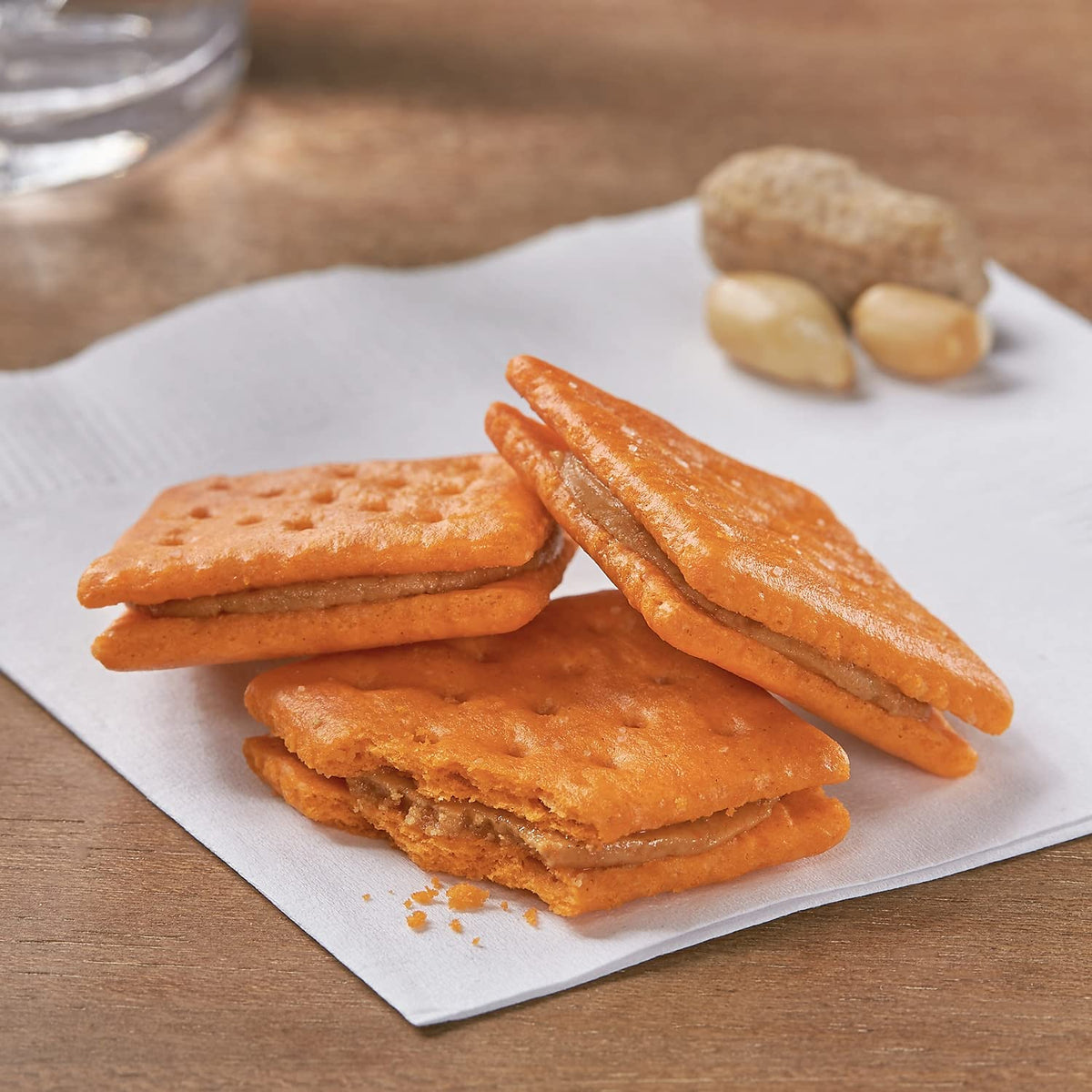 Sandwich Crackers, Cheese & Peanut Butter, 8-Piece Snack Pack, 12/Box