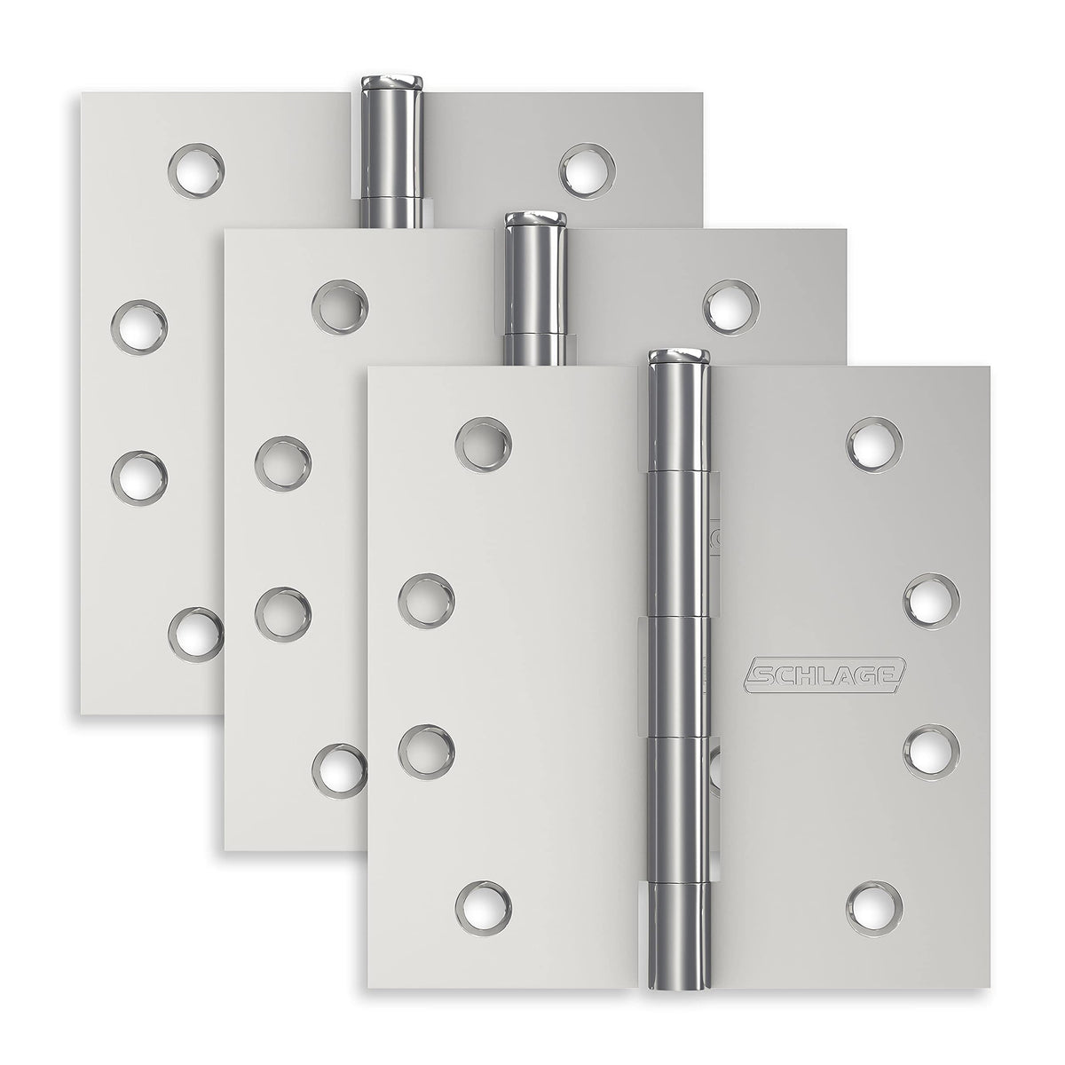 Schlage 4" Door Hinge with Square Corner in Bright Chrome (3-Pack)