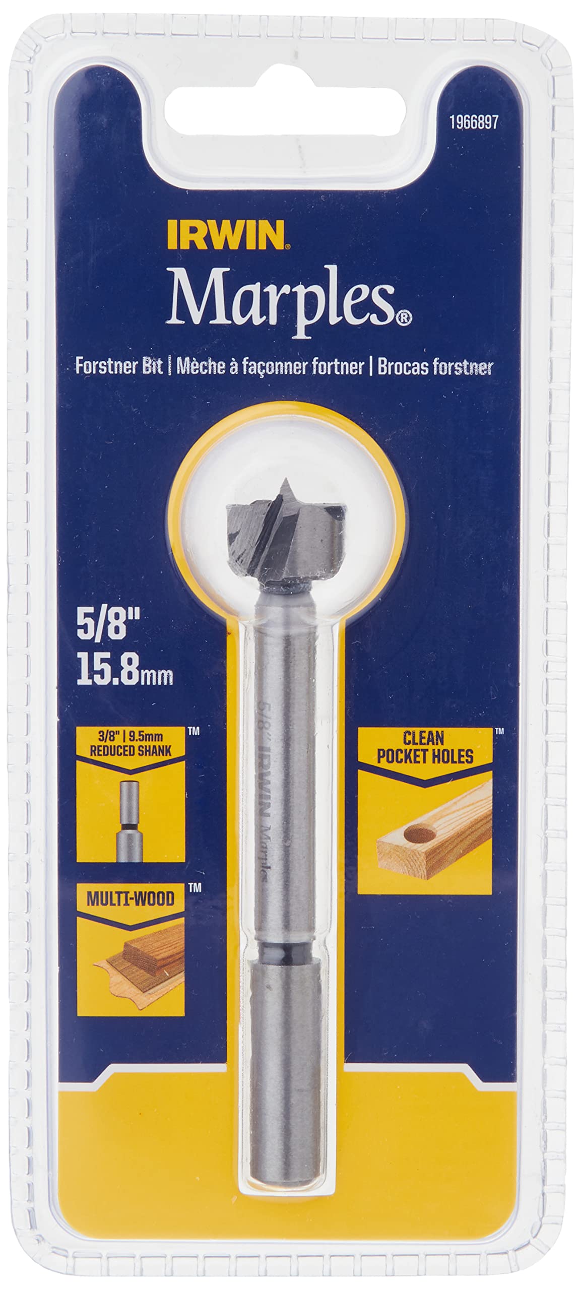 Irwin Tools 1966897 Irwin Marples Wood Drilling Forstner Bit, 5/8",