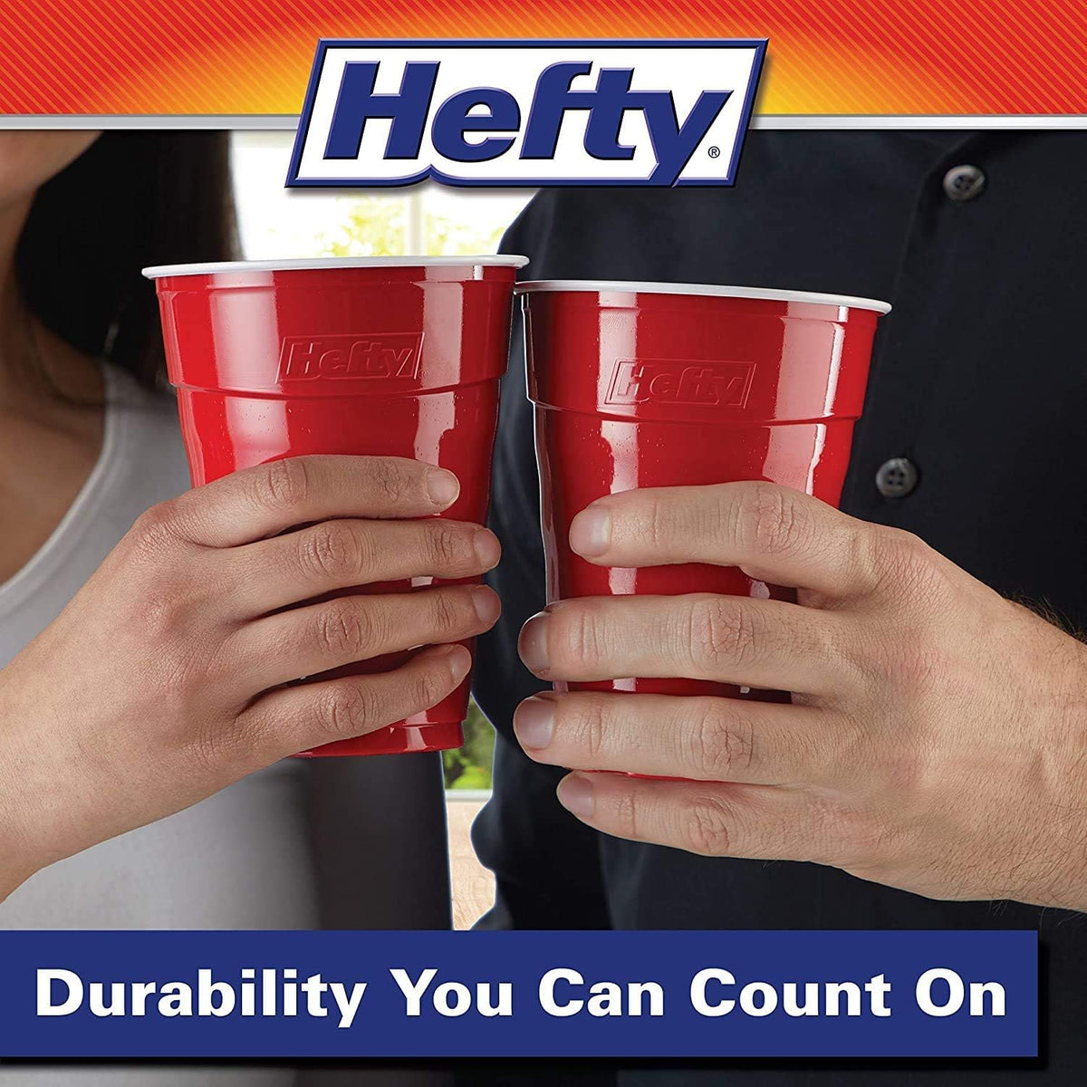 Hefty Easy Grip Disposable Plastic Cold Cups, Red, 18 Ounce, 50 Count (Pack of 8)