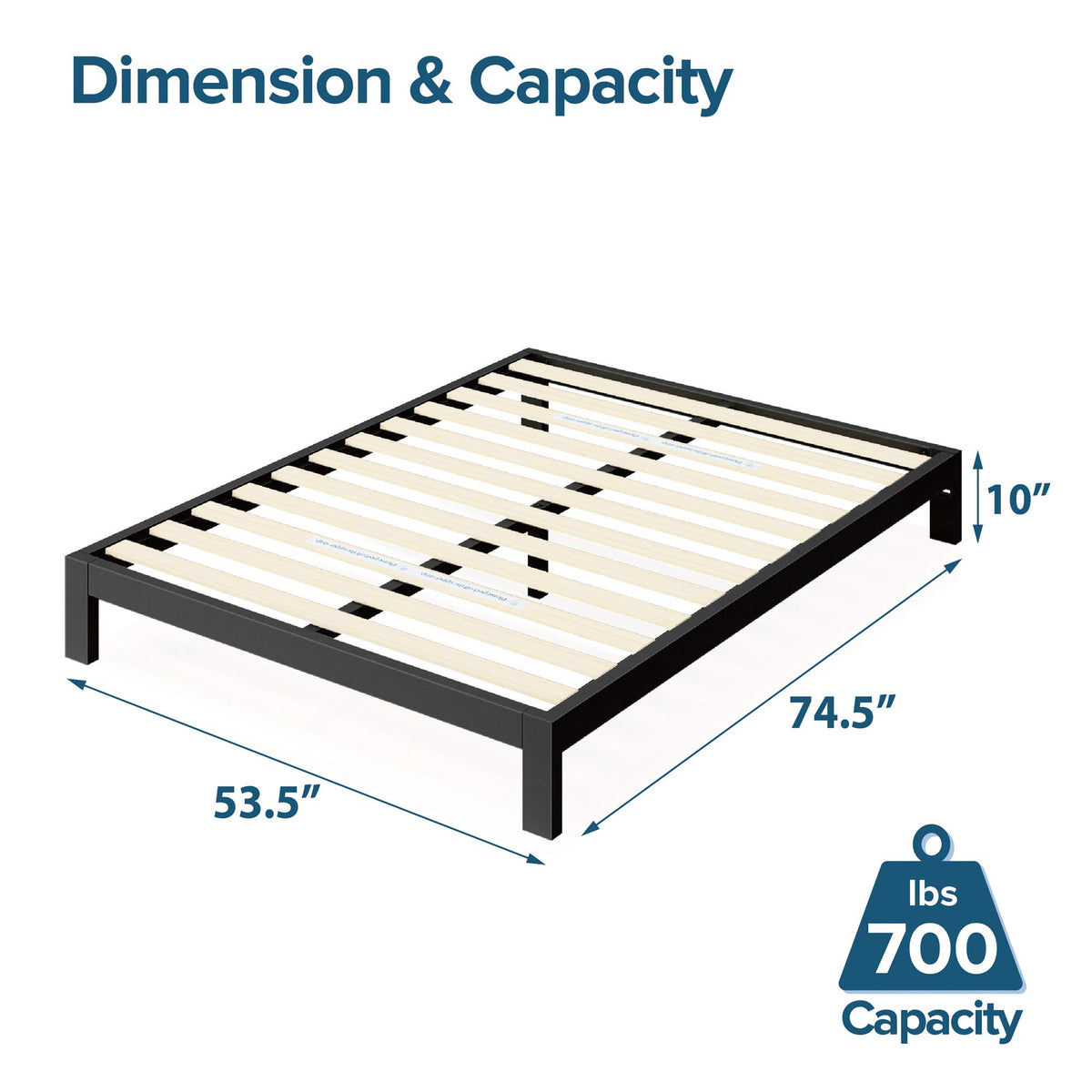 ZINUS Arnav Metal Platform Bed Frame, Wood Slat Support, No Box Spring Needed, Easy Assembly, Black, Full