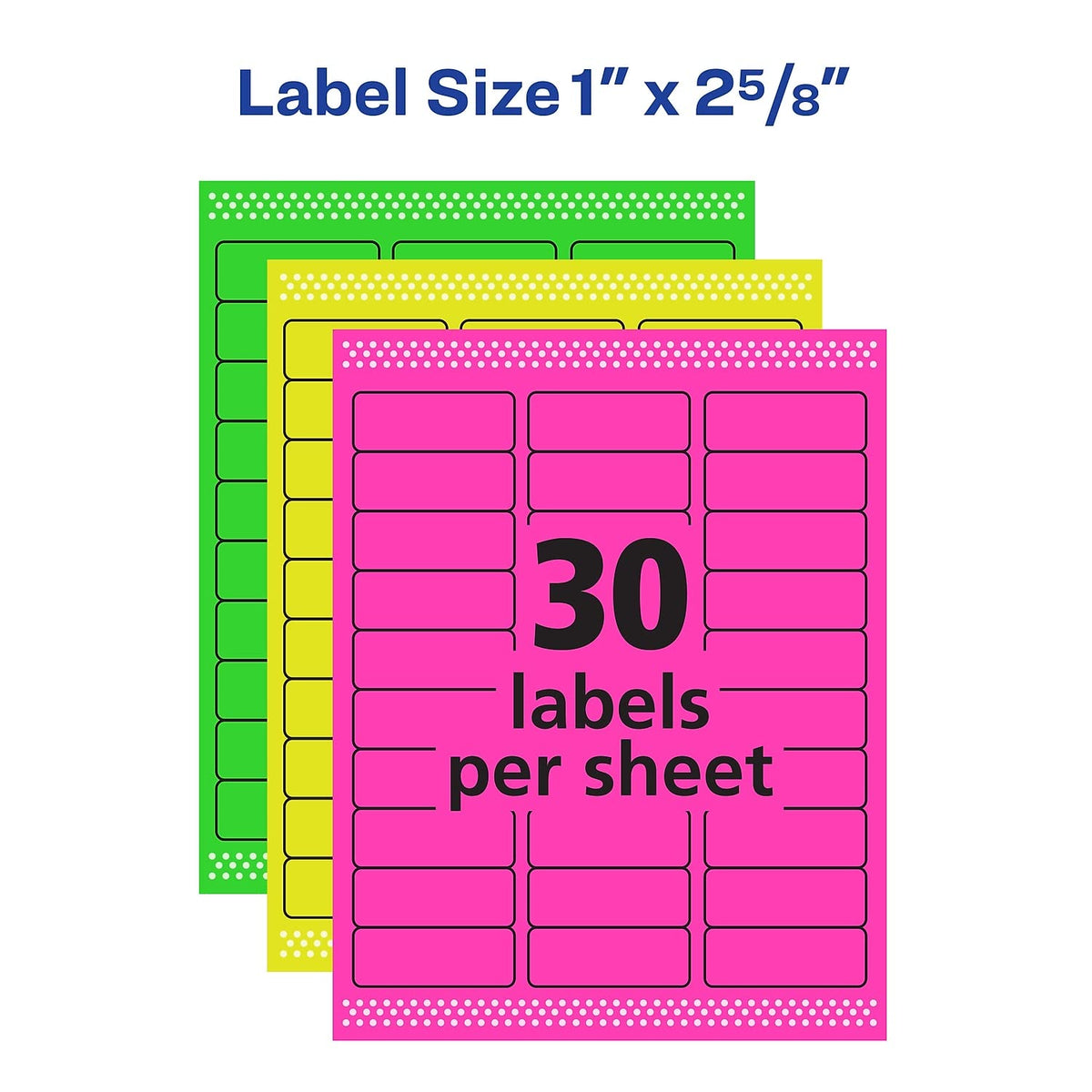 Avery Multipurpose Labels, Removable, Assorted Neon, 1 x 2.625 Inches, Pack of 360 (6479)