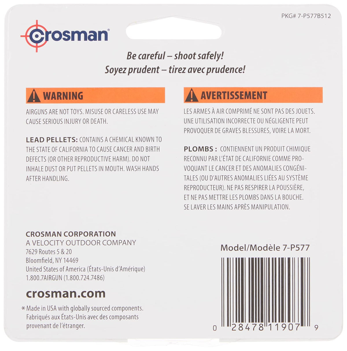 Crosman 7-P577 Pointed .177-Caliber Pellets, lead(500-Count)