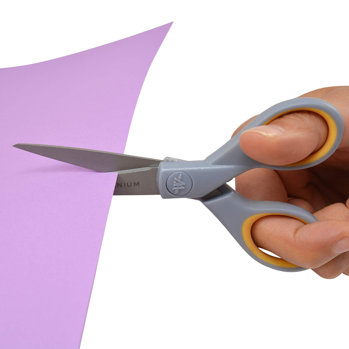 Westcott ‎13824 7” & 5” Pointed Titanium-Bonded Crafting Scissors with Soft Handles, Gray/Yellow (2 Pack)