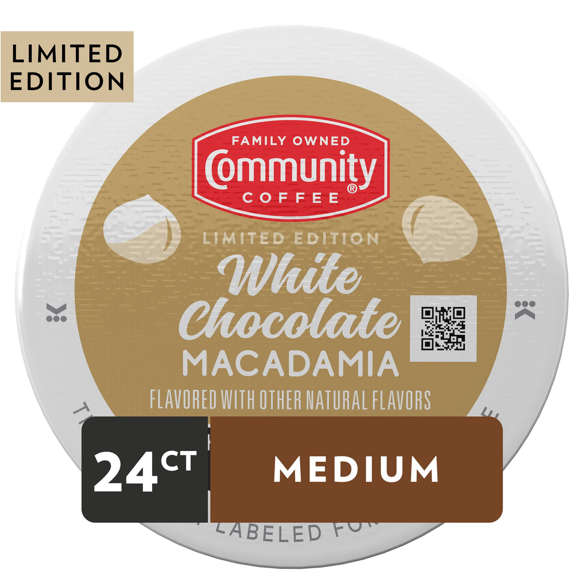 Community Coffee Limited Edition White Chocolate Macadamia 96 count Flavored Coffee Pods, Medium Roast Compatible with Keurig 2.0 K-Cup Brewers, 24 count (Pack of 4)