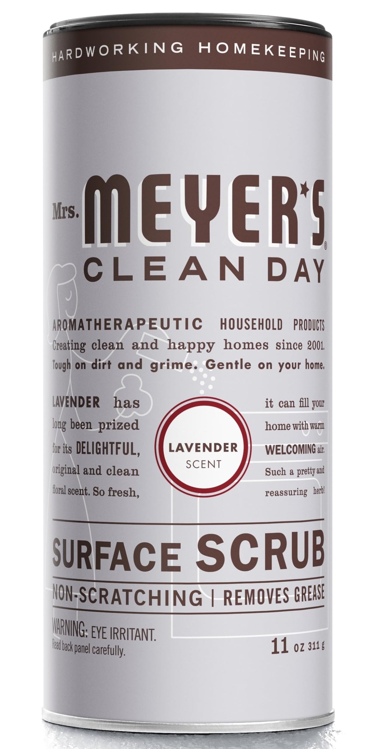 MRS. MEYER'S CLEAN DAY Multi-Surface Scrub, Non-Scratch Powder Cleaner, Removes Grime on Kitchen and Bathroom Surfaces, Lavender, 11 oz