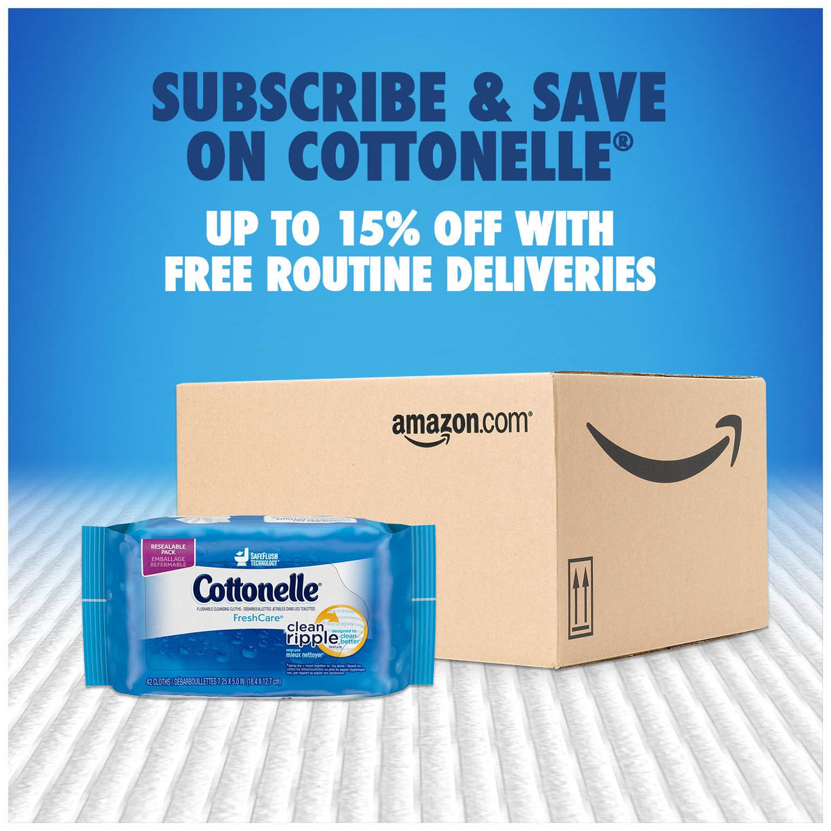 Cottonelle FreshCare Flushable Cleansing Cloths Pouch, 42 Count (Pack of 8)