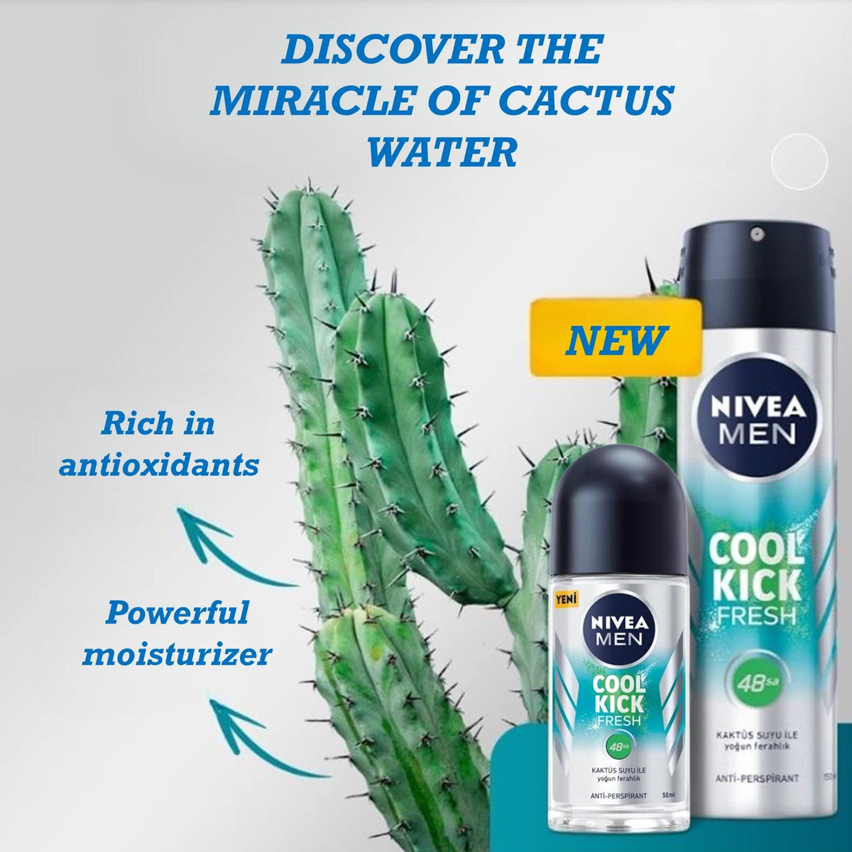 Nivea Cool Kick Fresh Roll-On Deodorant, Antiperspirant, Free Alcohol,Pack Of 3