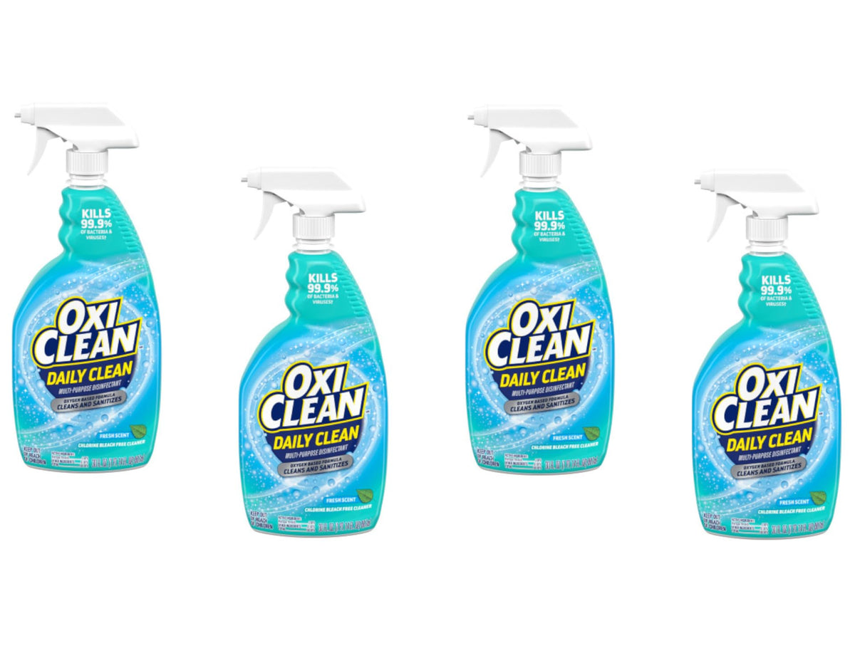 OxiClean Daily Cleaner Multi-Purpose Disinfectant Spray, Oxygen-Based Formula, Cleans and Sanitizes, Fresh Scent, Chlorine & Bleach Free, 30 fl oz (Pack of 4)