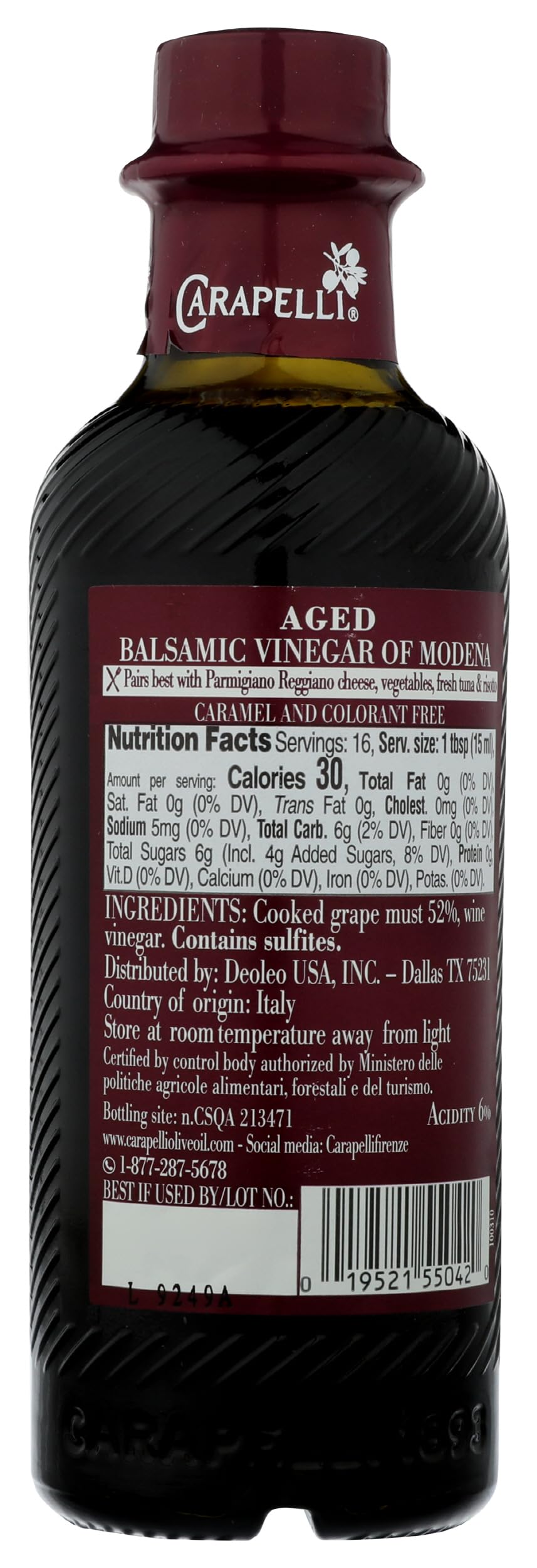 CARAPELLI Aged Balsamic Vinegar, 250 ML