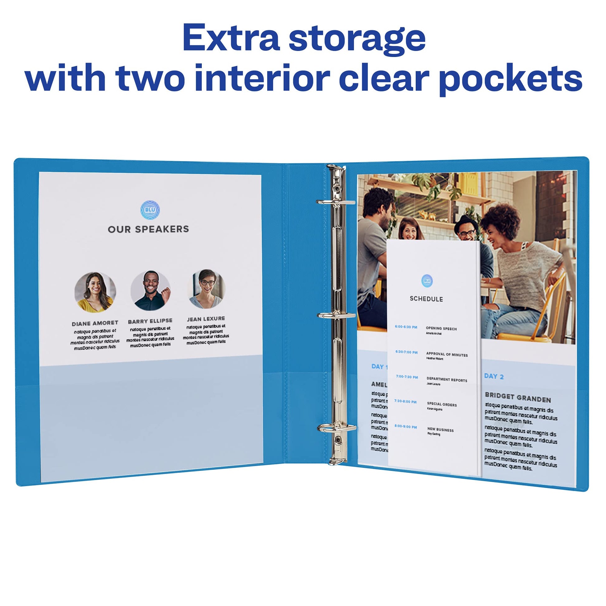Avery Economy 3 Ring Binders 1 Inch Round Rings, Blue Binder, Great for Home or Office, 4 Pack (03300)