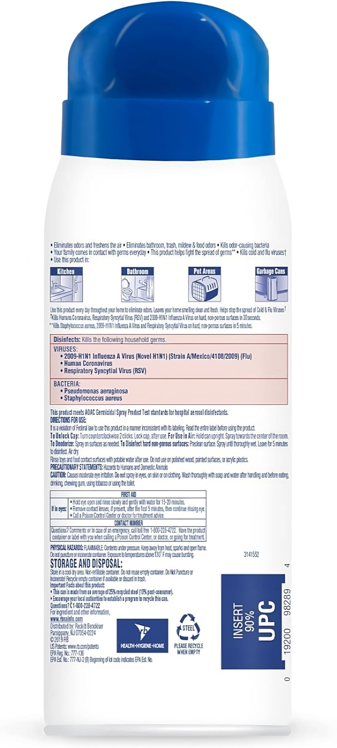 Lysol Disinfectant Spray Bundle - 2 Crisp Linen Disinfectant Sprays (19 Ounce Aerosol) and One Driftwood Waters 2-in-1 NeutraAir Spray (10 Ounce Aerosol)