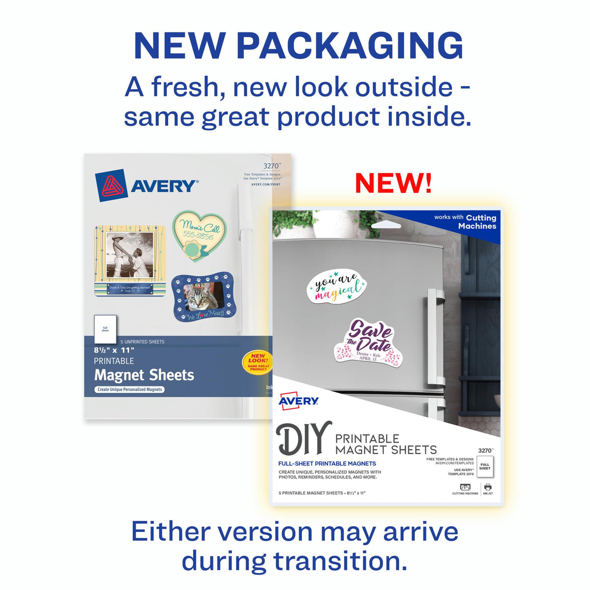 Avery Printable Magnet Sheets, 8.5" x 11", Inkjet Printer, 5 White Magnetic Sheets (3270)